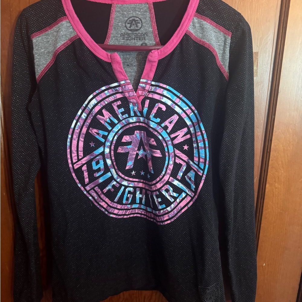 American Fighter Charcoal and Magenta Tank